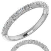 Milgrain Accented Moissanite Stackable Band