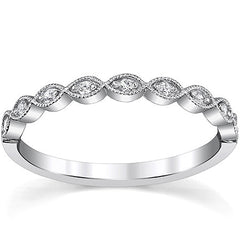 Scalloped Milgrain Round Brilliant Moissanite Stackable Ring