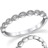 Scalloped Milgrain Round Brilliant Moissanite Stackable Ring