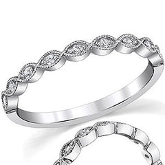 Scalloped Milgrain Round Brilliant Moissanite Stackable Ring