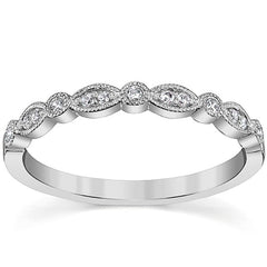 Round & Marquise Shaped Stackable Milgrain Moissanite Band