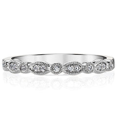 Round & Marquise Shaped Stackable Milgrain Moissanite Band