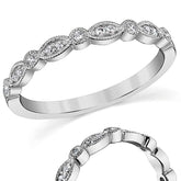 Round & Marquise Shaped Stackable Milgrain Moissanite Band