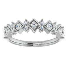Round Moissanite Geometric Stackable Band