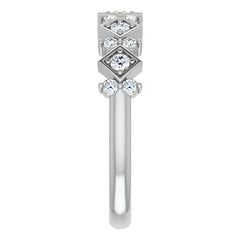 Round Moissanite Geometric Stackable Band