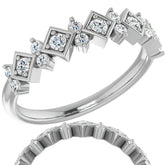 Round Moissanite Geometric Stackable Band