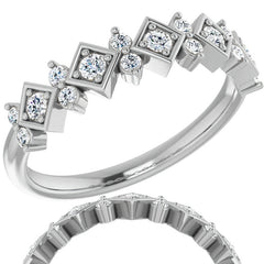 Round Moissanite Geometric Stackable Band