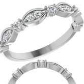 Round Brilliant Moissanite Scalloped Stackable Band