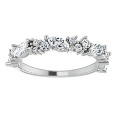 Round & Marquise Moissanite Stackable Band