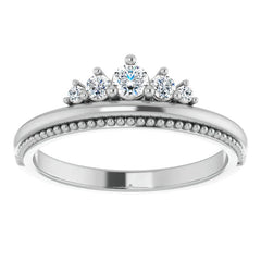 Round Crown Design Moissanite Stackable Band with Milgrain