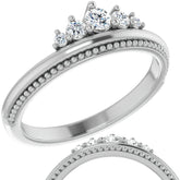 Round Crown Design Moissanite Stackable Band with Milgrain