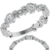 Round Moissanite Leaf Stackable Ring