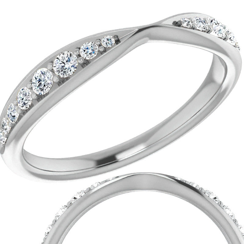 Round Brilliant Moissanite Pinched Contour Stackable Band 0.25ct