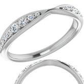 Round Brilliant Moissanite Pinched Contour Stackable Band 0.25ct