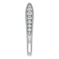 Round Brilliant Moissanite Pinched Contour Stackable Band with Milgrain