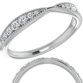 Round Brilliant Moissanite Pinched Contour Stackable Band with Milgrain