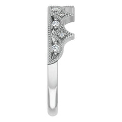 Milgrain Accented Crown Moissanite Stackable Band