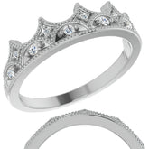 Milgrain Accented Crown Moissanite Stackable Band