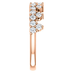Round Moissanite Accented Crown Design Stackable Band