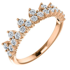 Round Moissanite Accented Crown Design Stackable Band