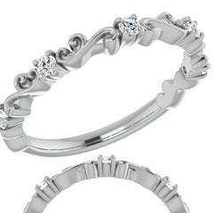 Round Moissanite Sculptural Inspired Stackable Band