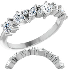 Multi-Shape Cluster Moissanite Stackable Band