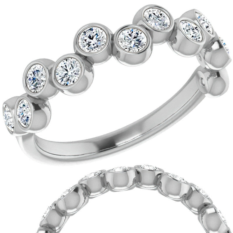 Bezel Set Round Moissanite Stackable Band