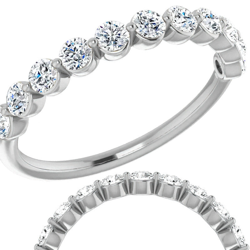 2.5mm Round Single Prong Diamond Stackable Band