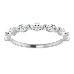 Single Shared Prong 7-Stone Marquise Moissanite Wedding Band 1/2ct