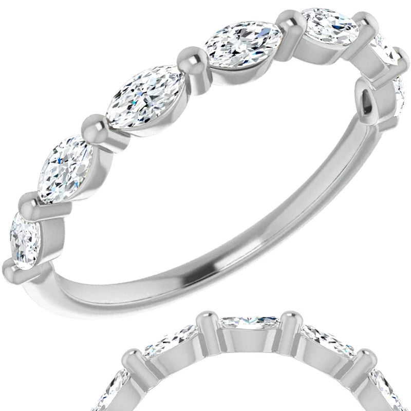 Single Shared Prong 7-Stone Marquise Moissanite Wedding Band 1/2ct