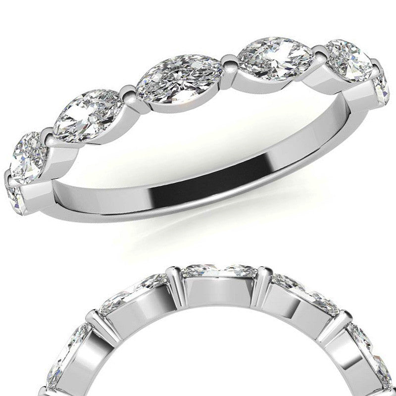0.91tcw 7-Stone Marquise Moissanite Petite Stackable Band