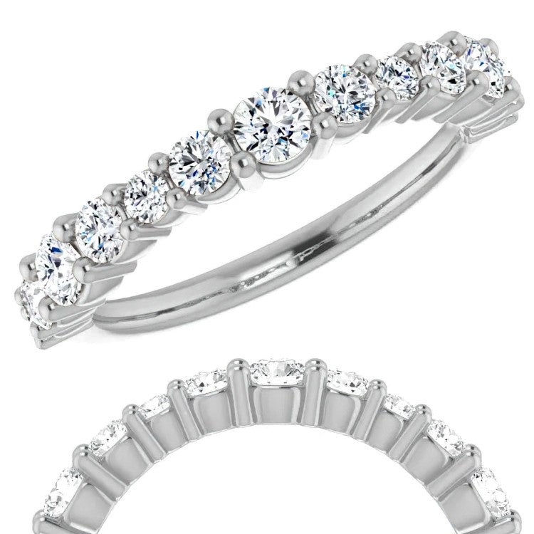 Round Shared-Prong Moissanite Stackable Band