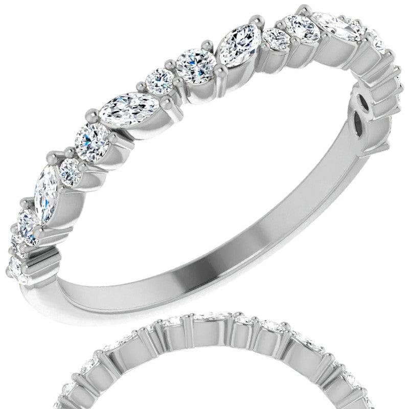 Round & Marquise Moissanite Stackable Band