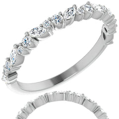 Round & Marquise Moissanite Stackable Band