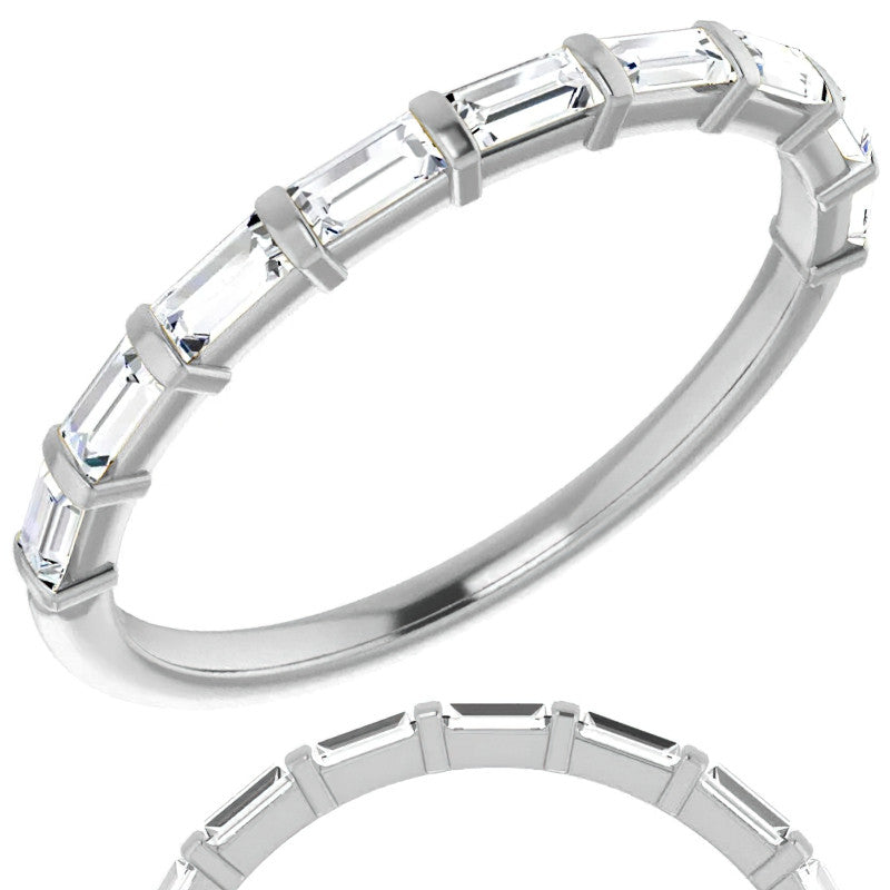 9-Stone Baguette Moissanite Stackable Band