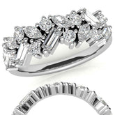 Round, Baguette & Marquise Moissanite Stackable Band