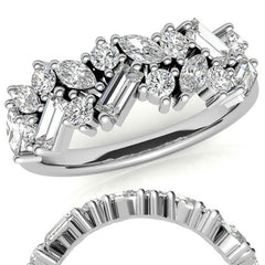Round, Baguette & Marquise Moissanite Stackable Band
