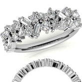 Round/Baguette/Marquise Moissanite Cluster Stackable Band