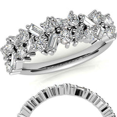 Round/Baguette/Marquise Moissanite Cluster Stackable Band