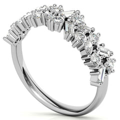 Round/Baguette/Marquise Moissanite Cluster Stackable Band