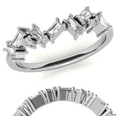 Round and Baguette Moissanite Stackable Band
