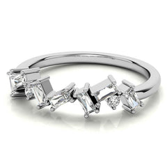 Round and Baguette Moissanite Stackable Band