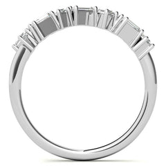 Round and Baguette Moissanite Stackable Band
