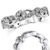 Round Floral Accent Moissanite Stackable Band