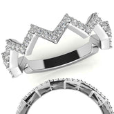 Round Chevron Design Moissanite Stackable Band