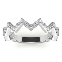 Round Chevron Design Moissanite Stackable Band