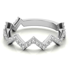Round Chevron Design Moissanite Stackable Band