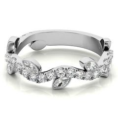 Round and Marquise Moissanite Floral Stackable Band