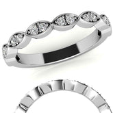 Round Scalloped Moissanite Stackable Band