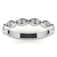 Round Scalloped Moissanite Stackable Band